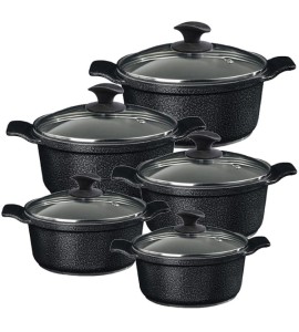 Jogo Panela Preto Craq Antiaderente Cerâmica Javali Aa 16a24
